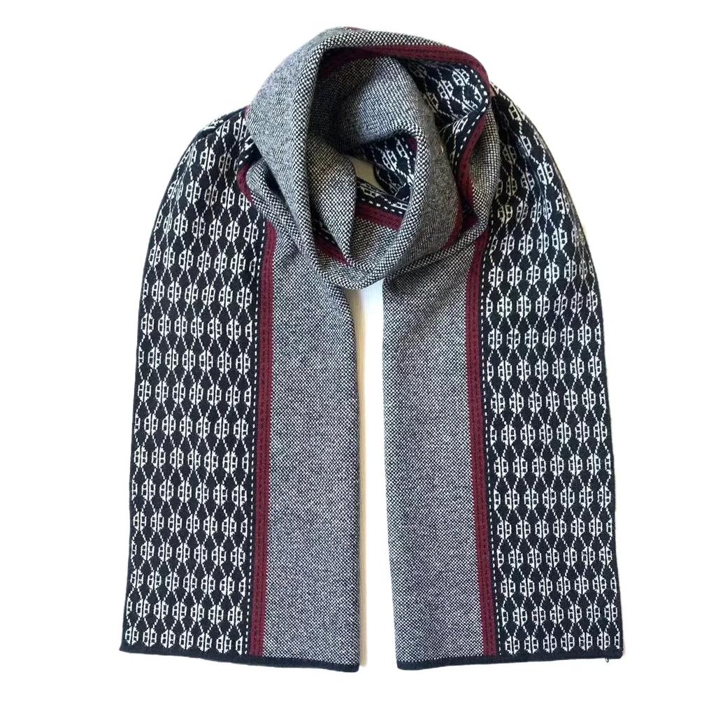 High Quality Classic Design Men's Scarf Autumn Winter Imitation Cashmere Dady's Muffler Business Jacquard Thermal Scaves Male