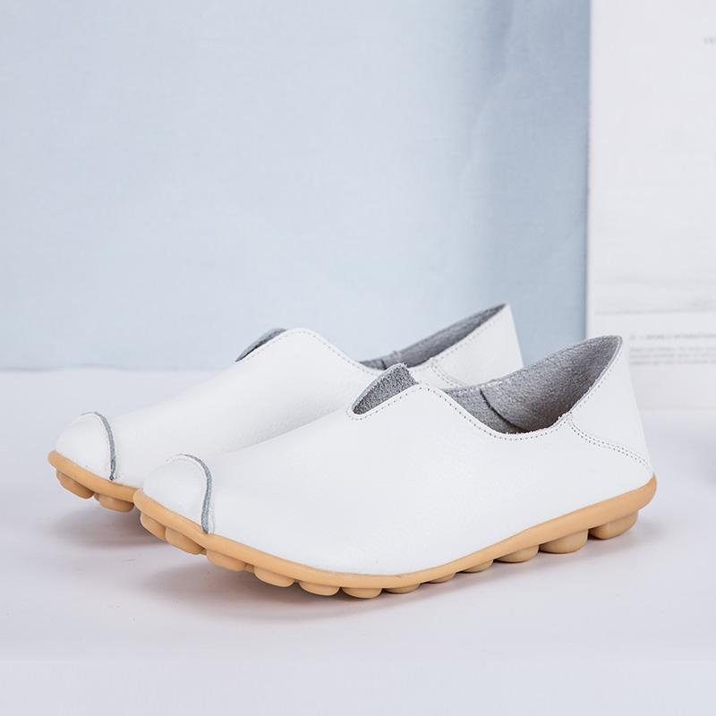 Fashion Genuine Leather Flats Loafers for Women's Female Ladies Comfortable Slip-On Shoes Classic Style Colorful Soft Sole Anti-Slip Wea