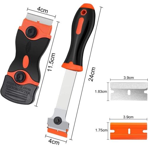 KILIGEN Razor Blade Scraper, 2 Razor Scraper Tools for Removing Grease, Appliances, and Glass from Labels, Registration Stickers, Tint, and Windshield