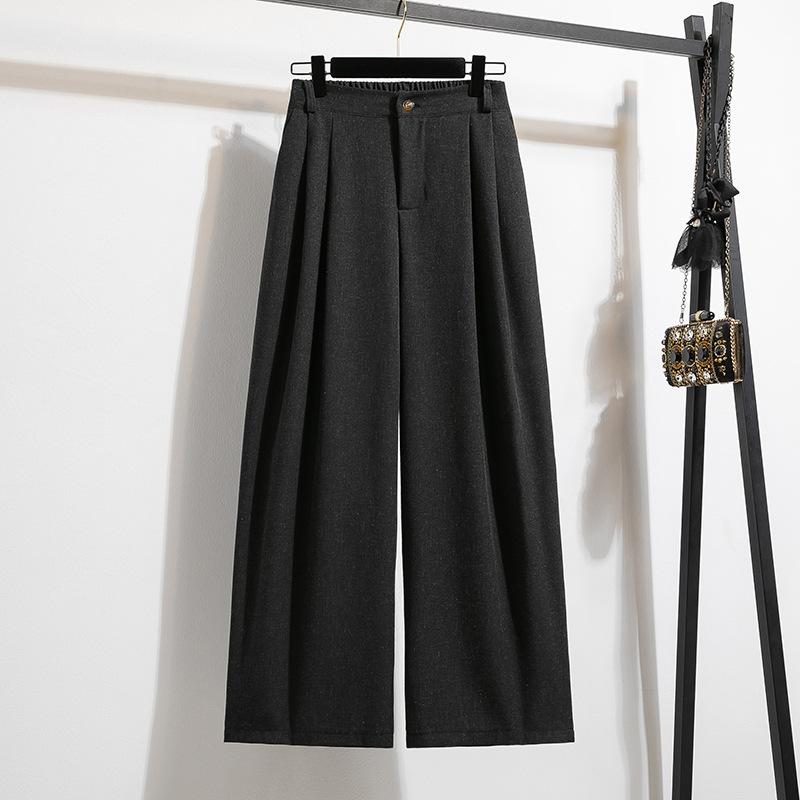 Danmo Plus Size Long Pants Women Solid Loose High Waist Casual Loose Basic Trousers Wide Leg Pants