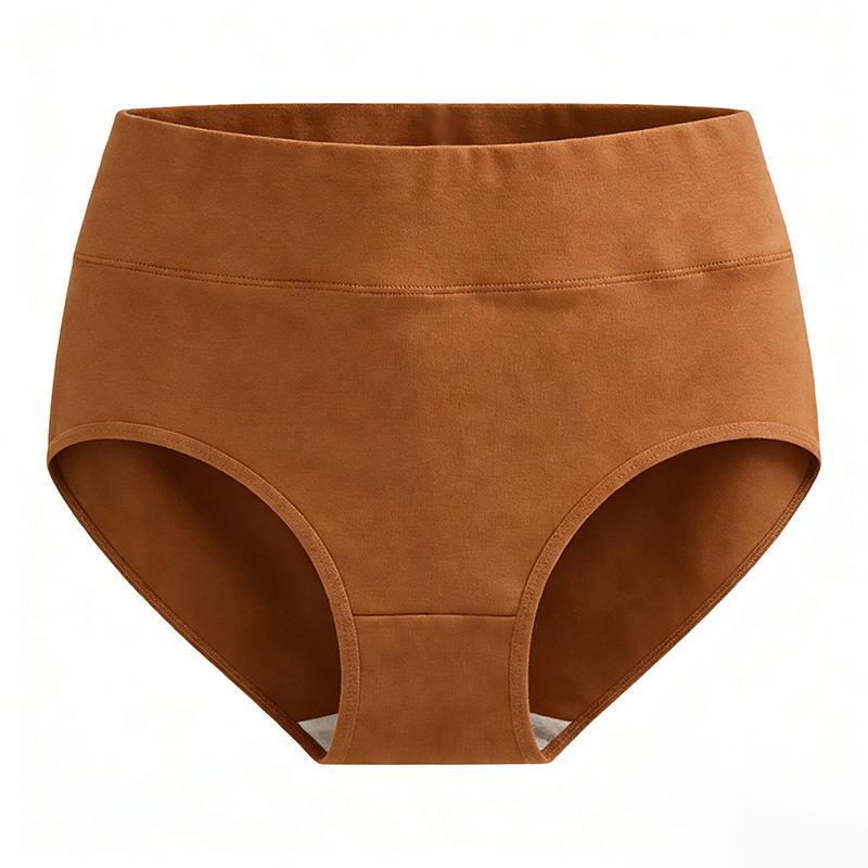 Plus Size Women Simple Pure Color Cotton Comfortable Skin Friendly Anti Bacterial High Waist Briefs