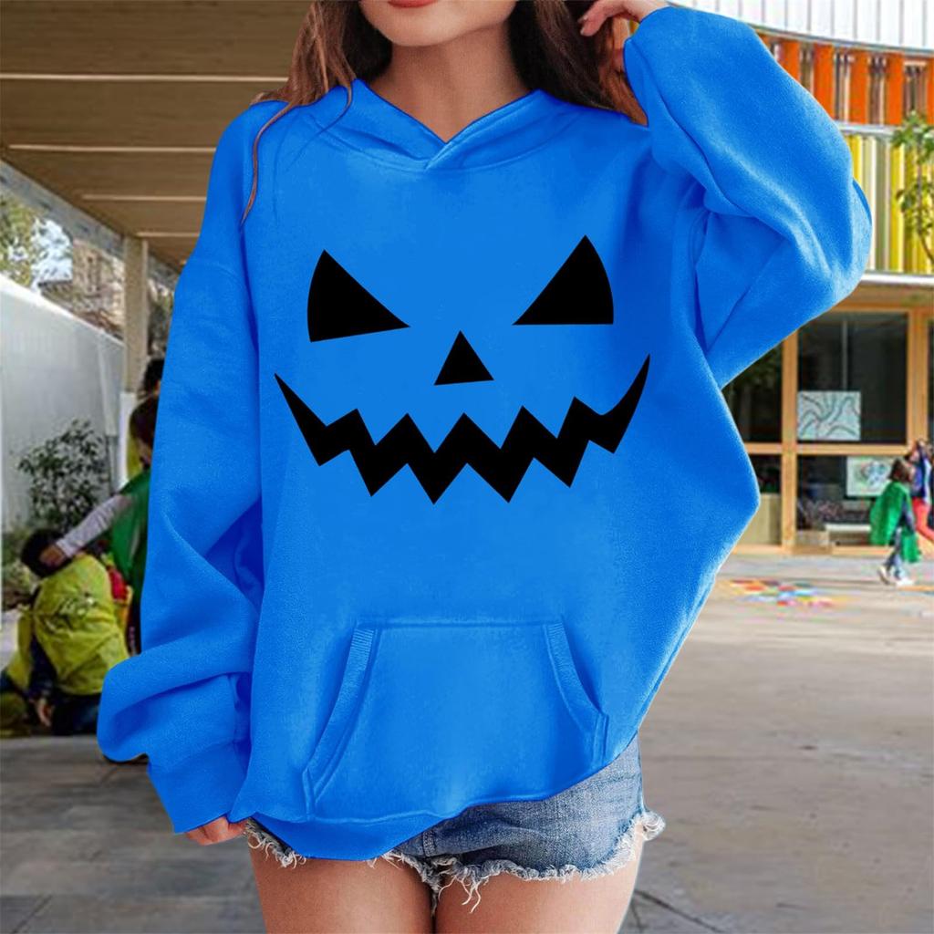 Boys Girls Kids Long Sleeve Hoodie with and Halloween Print for Casual Wear