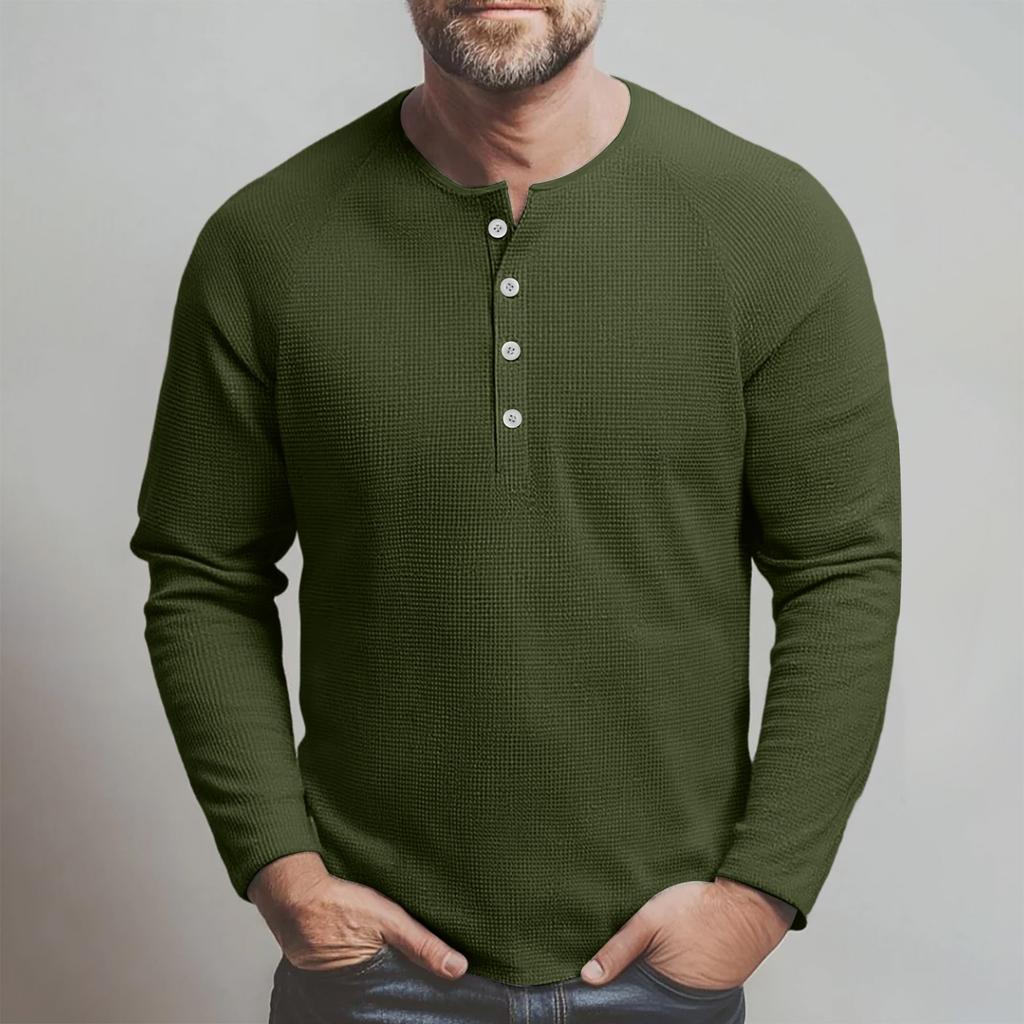 Men's Loose Casual Button Down Collar Long Sleeve Top