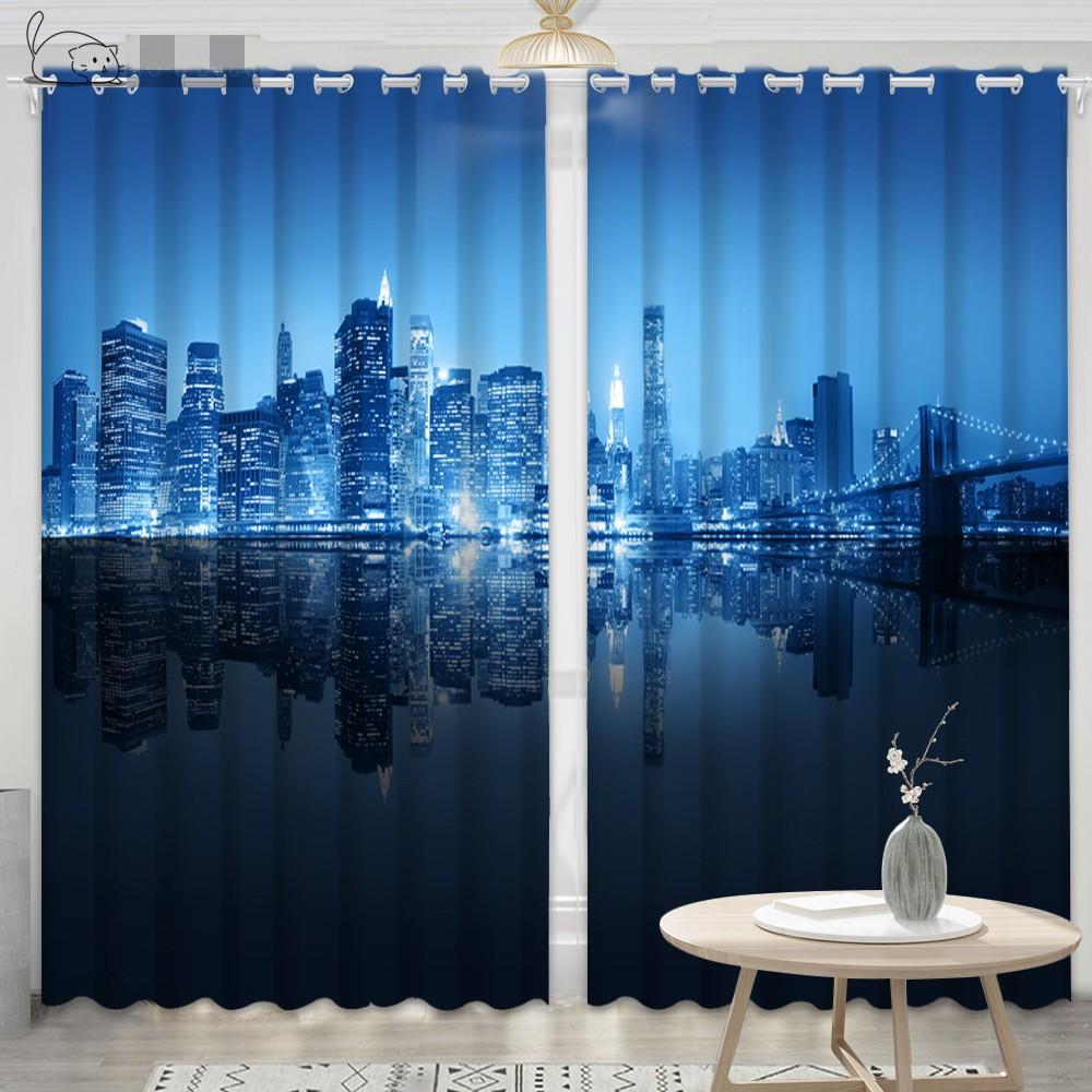 2Panels New York City Night Curtain Statue of Liberty Curtain for Bedroom Living Room Kitchen Window Blinds cortinas Grommet Top