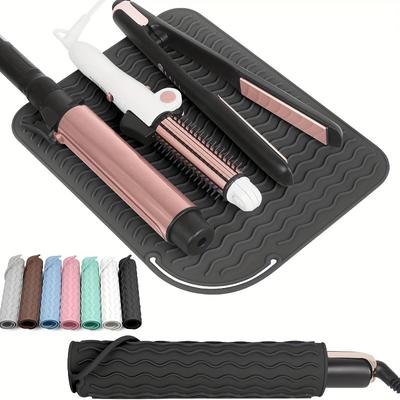 Tappetino da Viaggio 2 in 1 in Silicone Resistente al Calore e Borsa Protettiva Antiscivolo per Arricciacapelli, Piastre - Organizer Portatile per Strumenti di Styling per Capelli