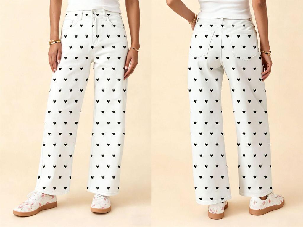 Jean Rose Extensible pour Femme en Forme de Cœur: Options Jambes Étroites et Larges