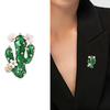 Elegant Cactus Shaped Enamel Brooch Pin Adorned with Rhinestones for Unisex Casual Fashion Accessory