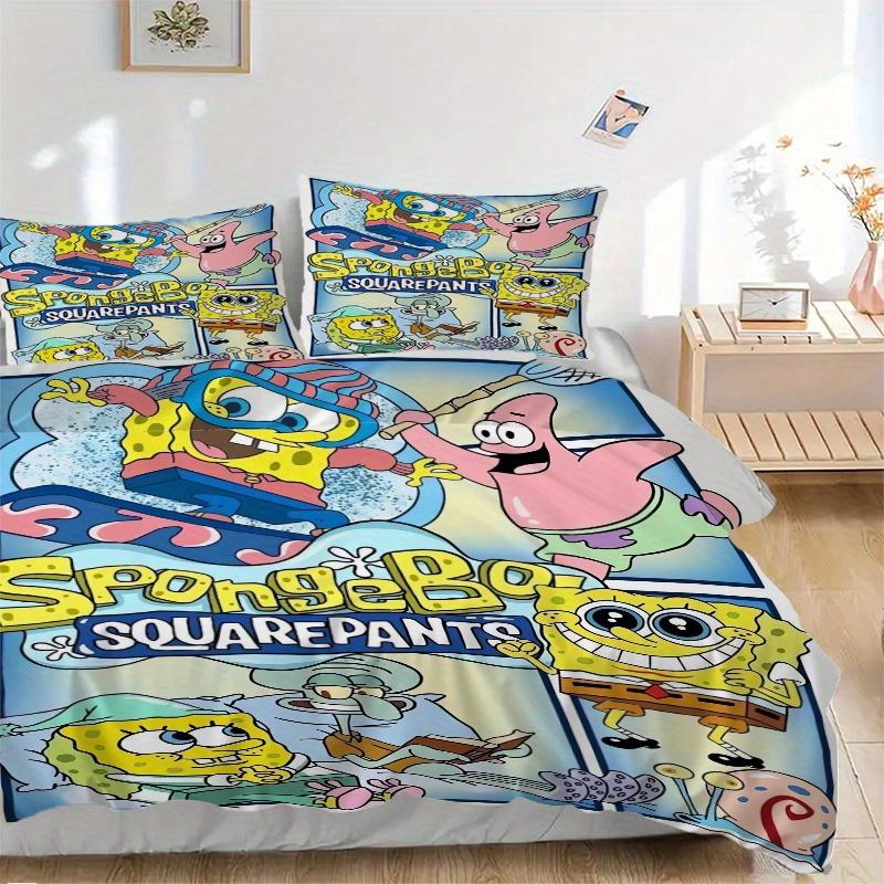

3pcs Handsome SpongeBob Quilt Cover Set (1 Quilt Cover + 2 Pillowcases Without Pillow Core), High-Definition Printing for Home and Dormitory.F020 135x200cm