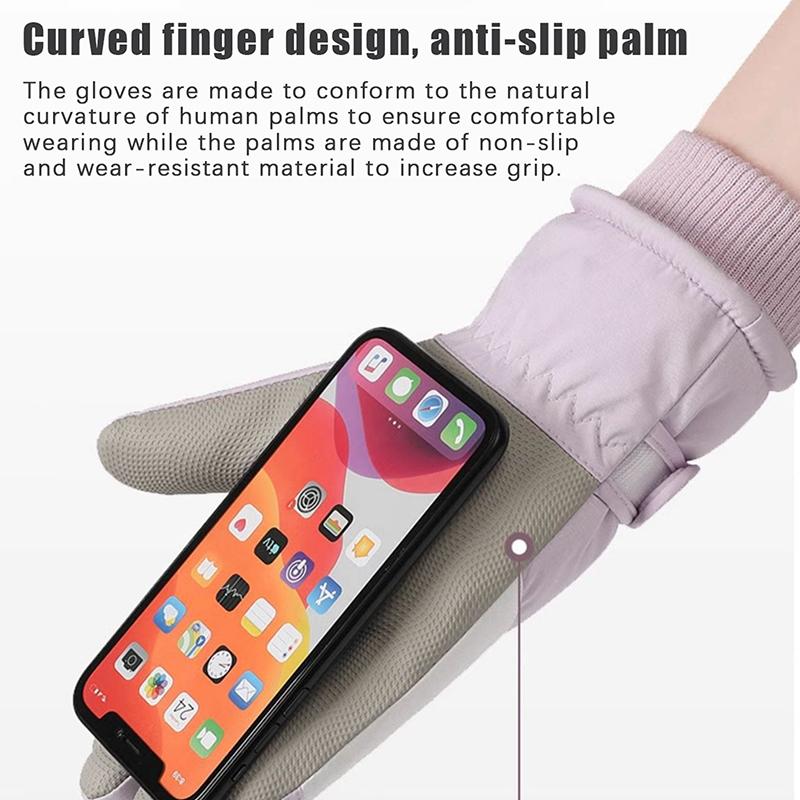 Winter Unisex Snowboard Ski Gloves Pu Leather Non-Slip Touch Screen Waterproof Motorcycle Cycling Fleece Warm Snow Gloves