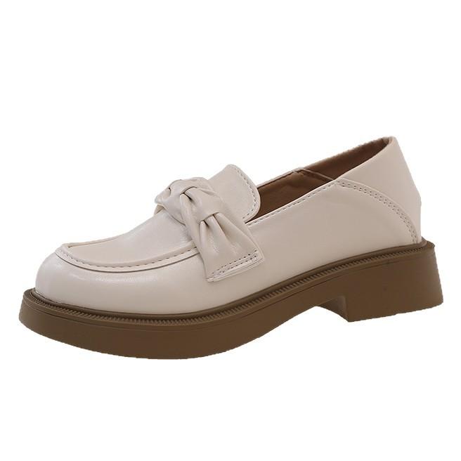 White loafers women's platform spring and autumn versatile shoes British style small leather shoes flat shoes niche design single shoes