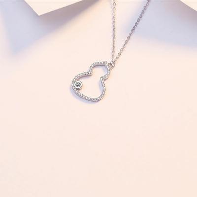 Neuer chinesischer Stil S925 Sterling Silber Kürbis Hohlkette Damen Diamantbesetzt Nische Einfach und Leichter Luxus Schmuckstück