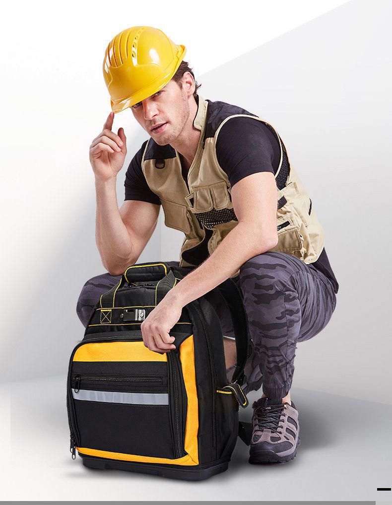 Multifunctional Canvas Tool Backpack for Electricians and Woodworkers
