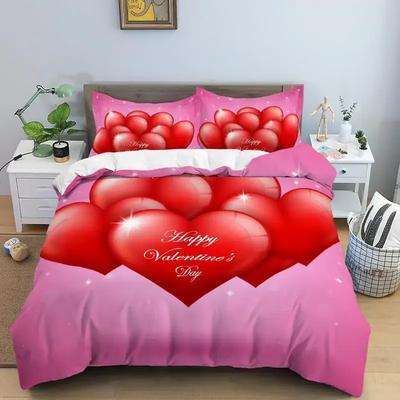 Love Heart Simple Plaid Comfortable Duvet Quilt Cover Pillowcase Bedding Set Children Bedroom Decoration Home Textile