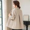 Mother's High-End Wool Coat for Middle-Aged & Elderly Women - Double-Sided, Mid-Length, Autumn/Winter Lapel Jacket