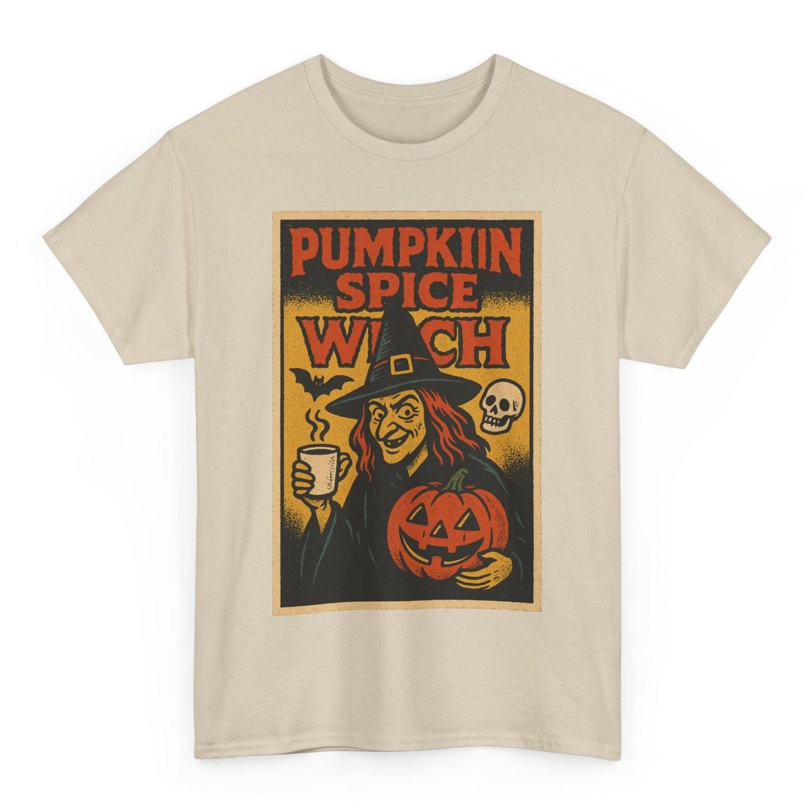 Pumpkin Spice Witch T-Shirt: Retro Halloween Comic Tee S