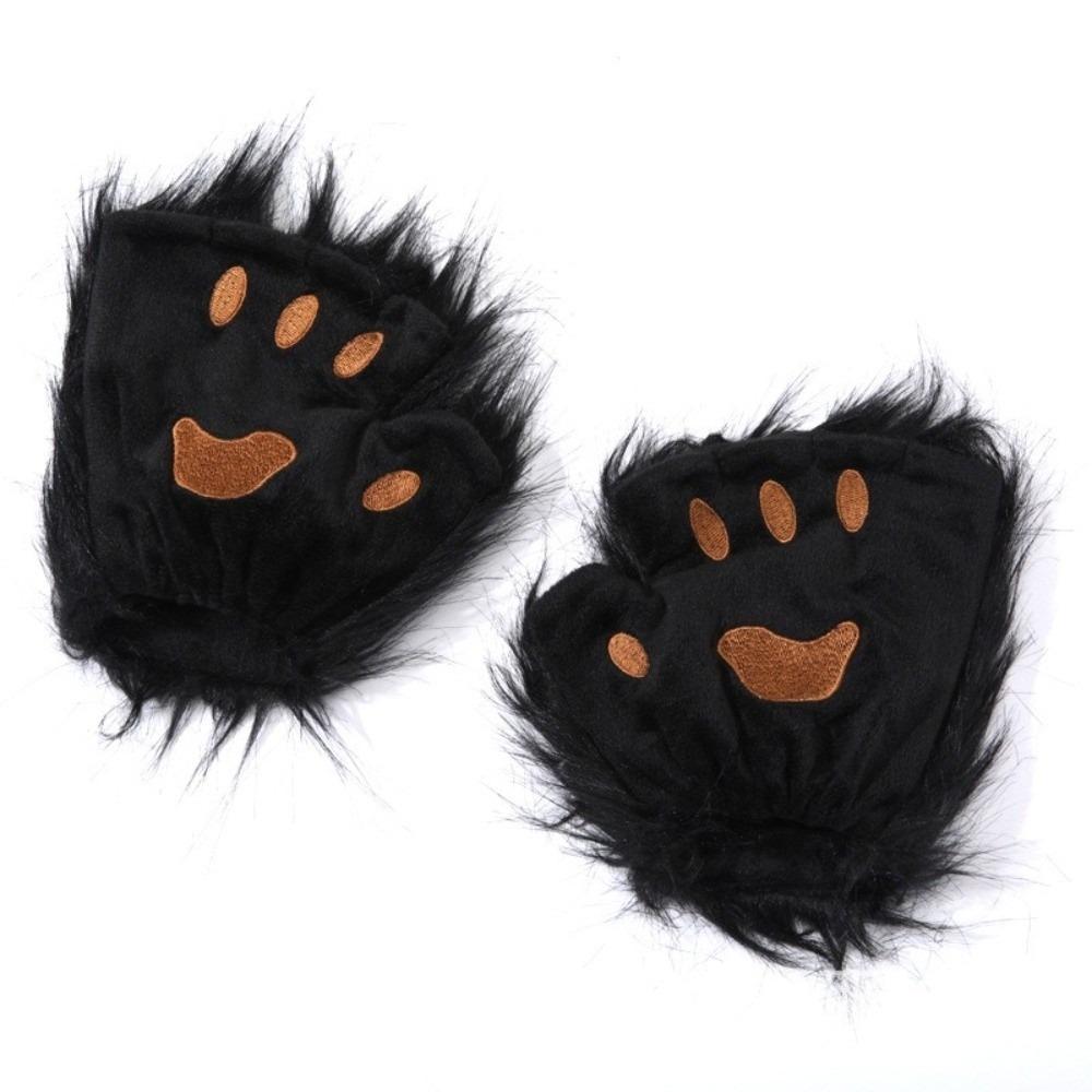 Polyester Bärenpfoten Handschuhe Halbfinger Katzenpfoten Fäustlinge Raubtierkralle Halloween Handschuhe Cosplay