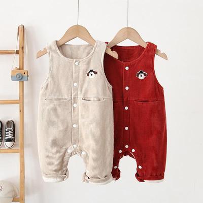 2025 Winter Korean Style Baby Overalls: Dark Snap, Fleece-Lined, Ages 0-3