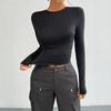 New Daily Fitness Commuting Sexy Slim Fit Y2k Base Shirt Women'S Casual Loose Long Sleeved T-Shirt Top