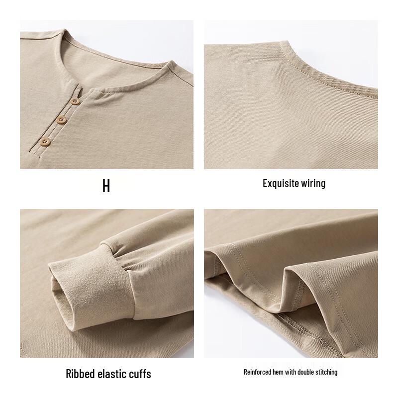MIIOW T-shirt da uomo a maniche lunghe in puro cotone