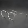 Ultra-Light Retro Black Myopia Glasses with Large Square Wood-Based Frame