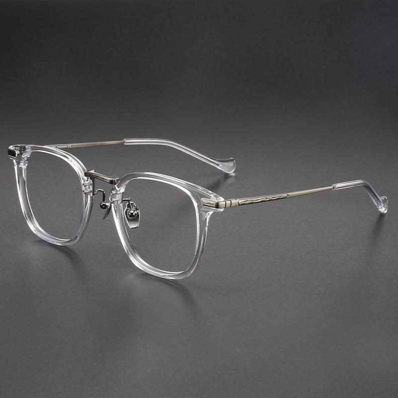 Ultra-Light Retro Black Myopia Glasses with Large Square Wood-Based Frame