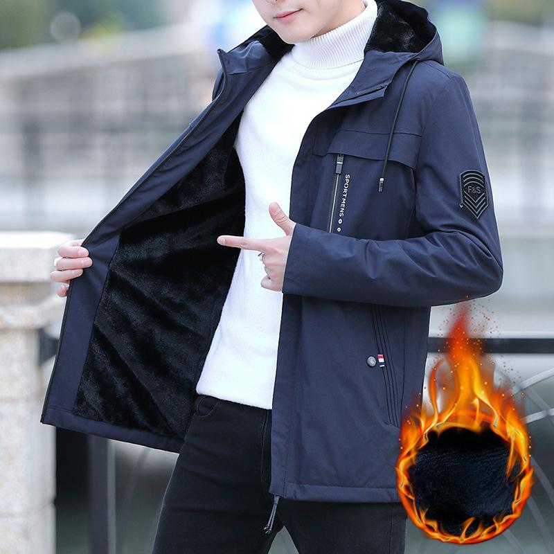 

Флисовая куртка мужская осенне-зимняя свободная тренчкот с капюшоном мужская одежда с хлопковой подкладкой студенческое пальто теплая мужская одежда 5XL