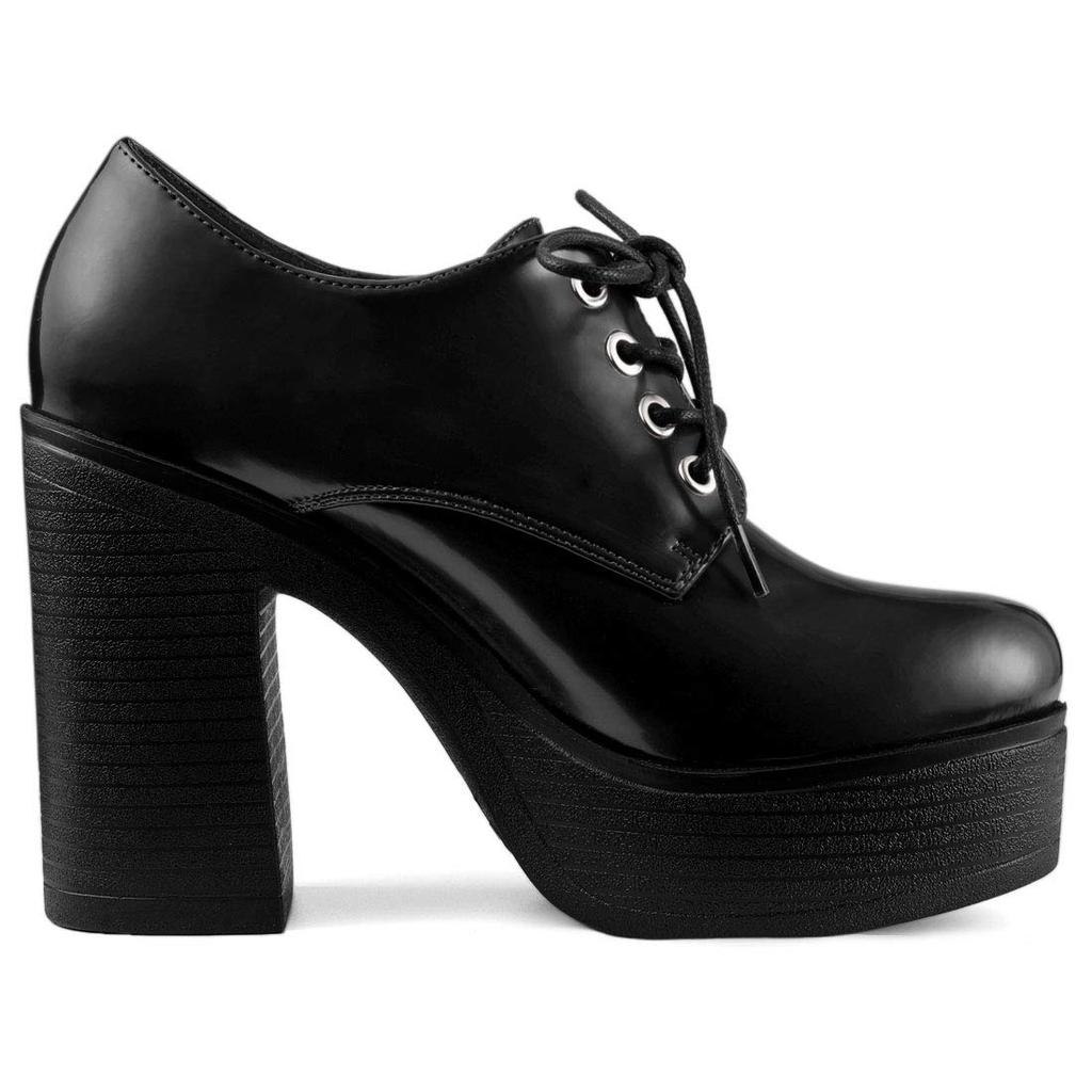 Allegra K Low-Cut Ankle Boots with Platform and Thick Heel, Black, Size 26.5cm