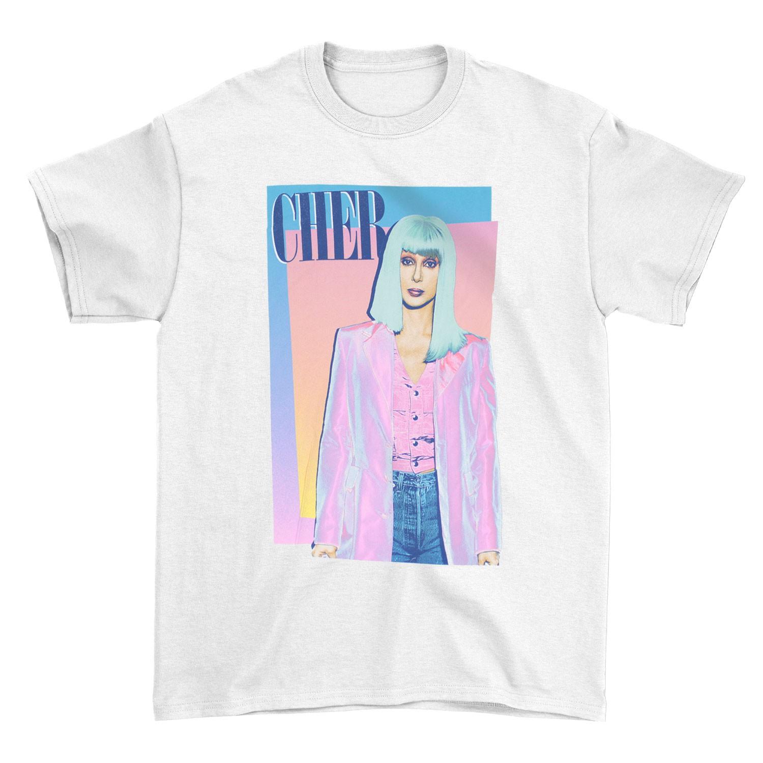Men s Cher Multicolor Boxed Photo  Logo T-shirt XX-Large White XXL