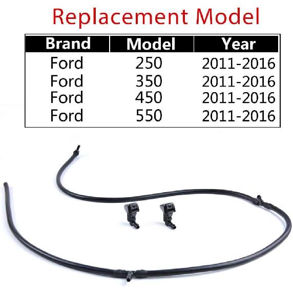 Scheibenwaschdüsen-Kit, Kompatibel mit Ford Super Duty F250, F350, F450, F550 (2011-2016), Enthält Düsen, Fluidschlauch & Anschlüsse,