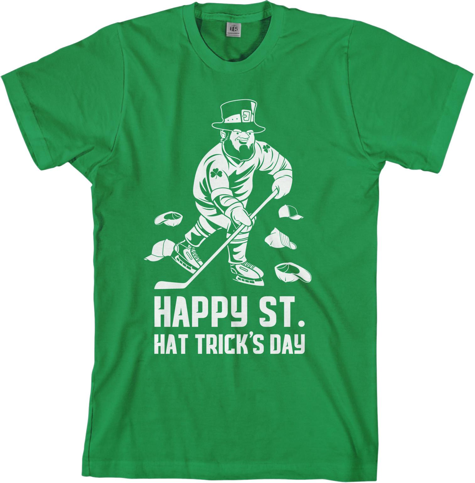 Happy St. Hat Trick s Day Men s T-Shirt St Patricks Hockey S