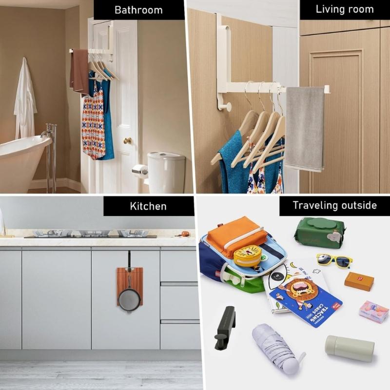 Adjustable Stainless Steel Door Hook With Extension Rod And Bottom Round Hook For Hanging Space