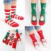 Children's Festive Cartoon Terry Socks - Thickened Red Christmas Design for Winter Warmth