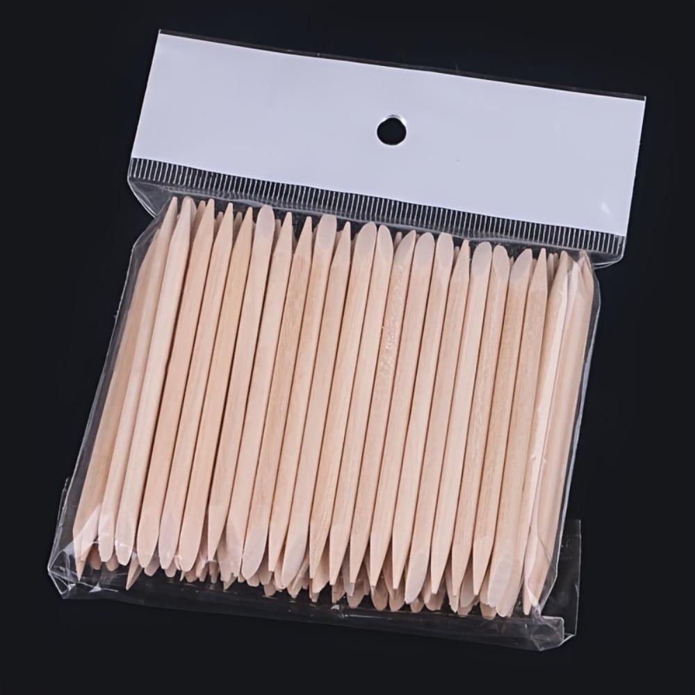 100-Piece Set of Double-Sided Beechwood Cuticle Sticks—Ideal for Manicures and Pedicures, Non-toxic and Fragrance-free