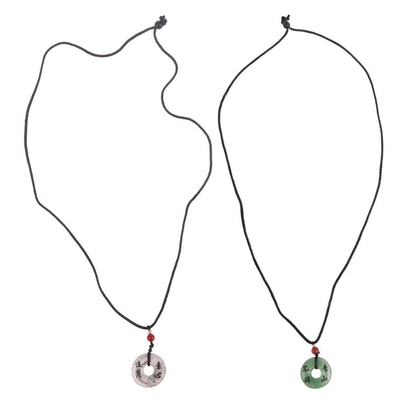 Traditional Chinese Character Good Luck Pendant Necklace Adjustable Rope Peace Buckle Pendant Clavicle Chain Jewelry