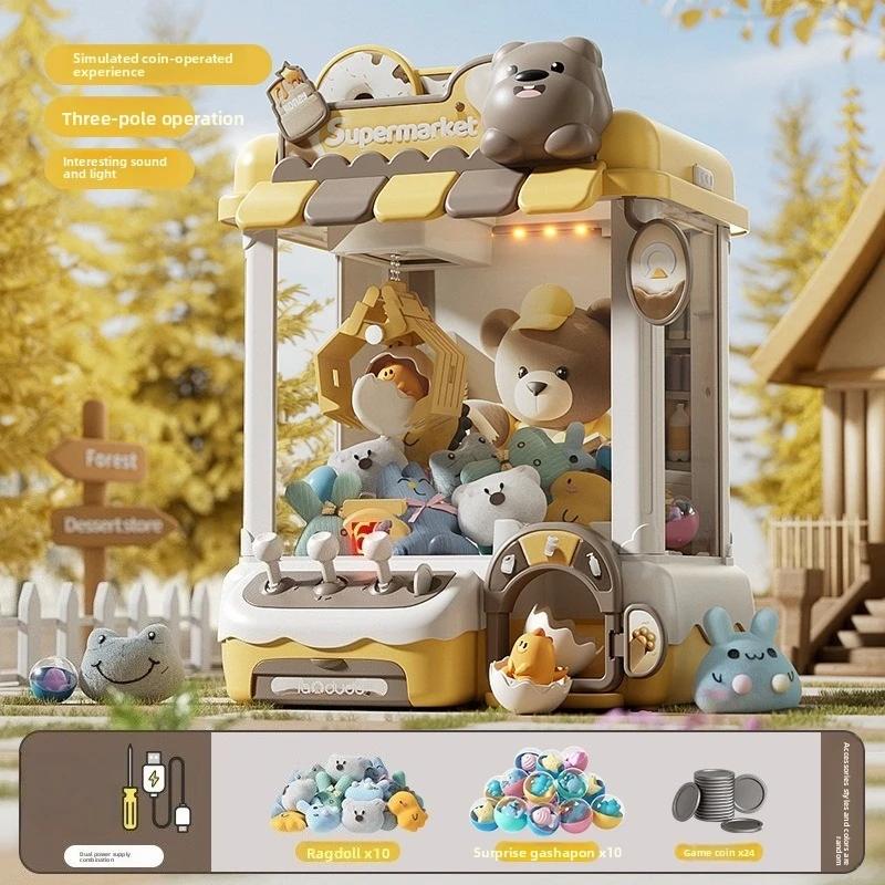 Non-Toxic Diy Doll Machine Kids Coin Operated Play Game Mini Claw Catch Toy Crane Machines Music Doll Children Xmas Gifts Toy Children Gril