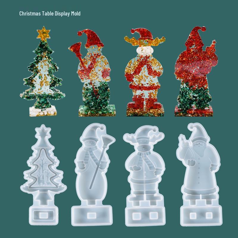 Poppy DIY Crystal Resin Mold - 3D Christmas Tree & Snowman Tabletop Decoration Silicone Mold Snowman Display Mold 03