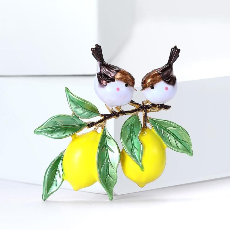 Cartoon Style Lemon Bird Alloy Safety Badge Pin Spring Summer Fashion Unisex Brooch Decorative Scarf Clip Bag Charm