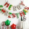 Merry Christmas Balloons Banner Party Decorations