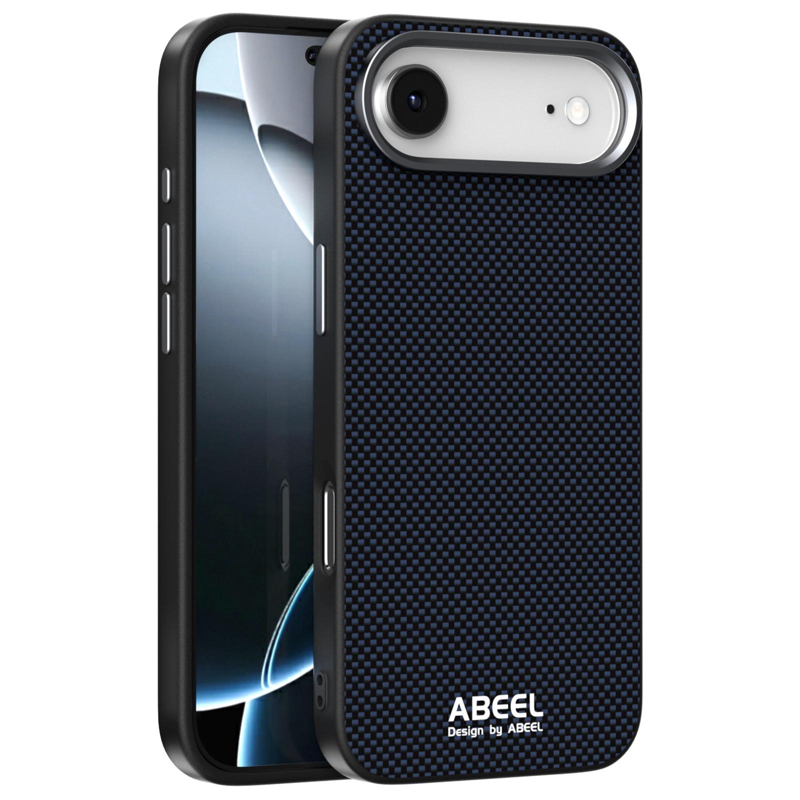 

ABEEL For iPhone 17 Air Case Compatible with MagSafe Printed PC TPU Aluminum Alloy Leather Phone Cover Black