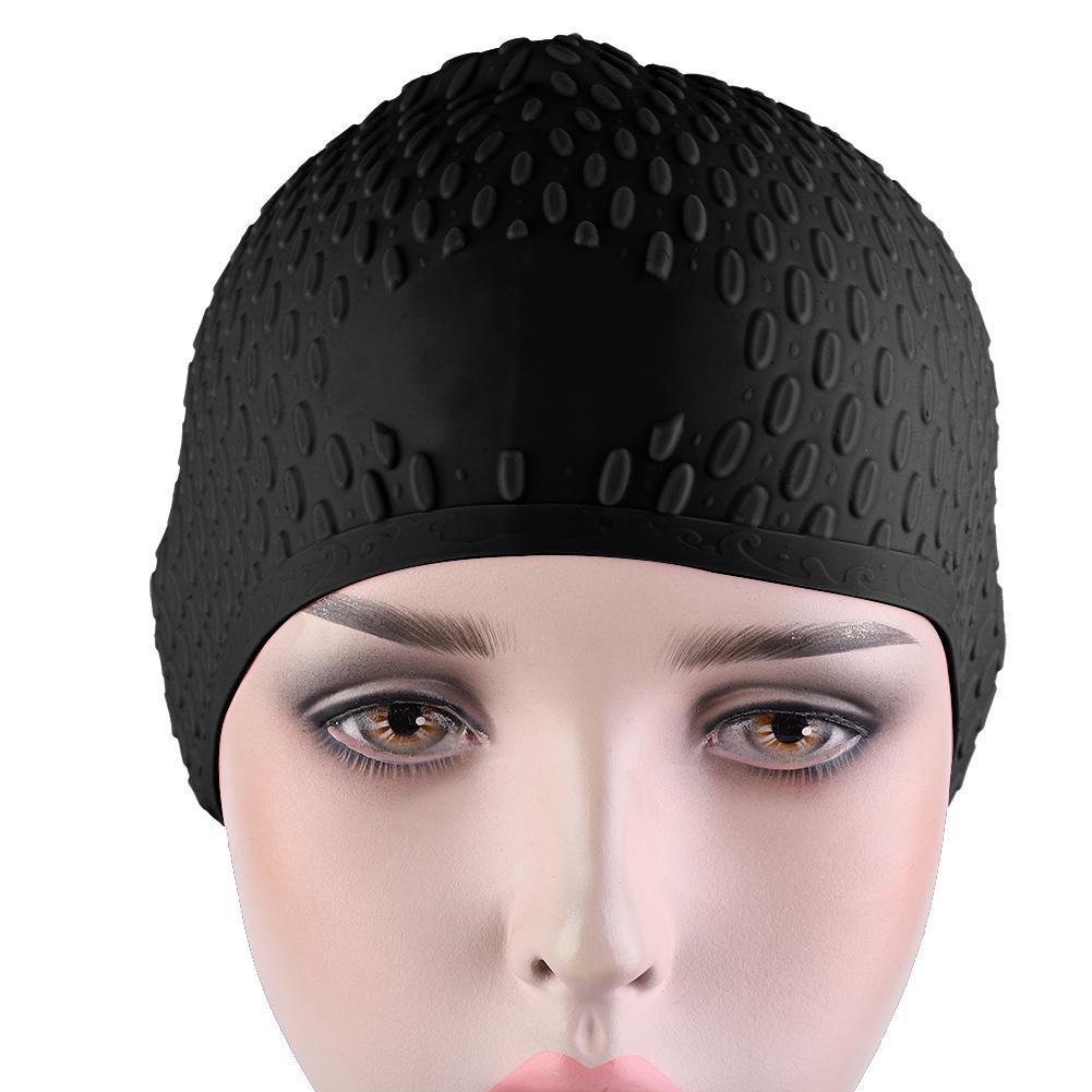 Silicone Swimming Cap Unisex Flexible Waterproof Adult Head Cover Swim Caps Black