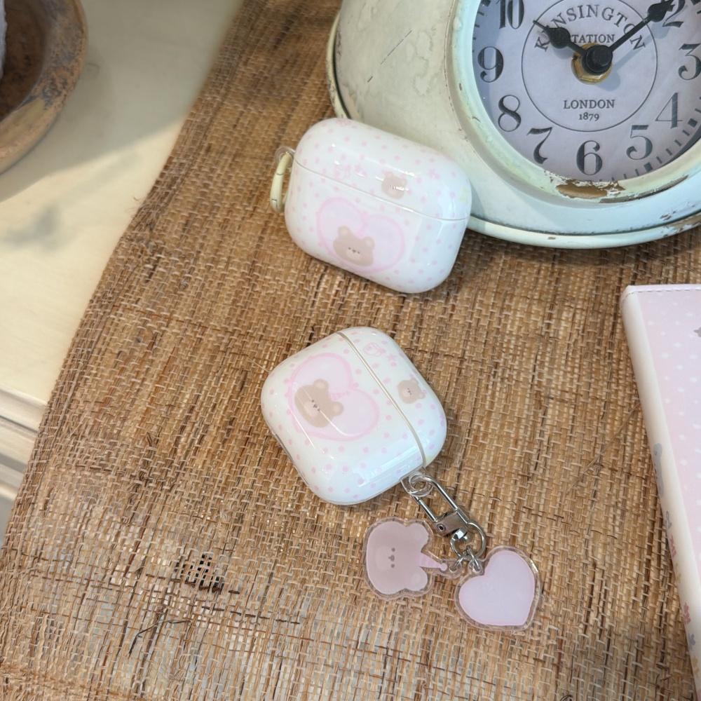 Cute Pink Polka Dot Bear AirPods 4 Case Pro 3 New AirPods Pro 2 Case for Apple Wireless Bluetooth Earphone Cover