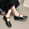 Fashion Elegant Retro Square Toe Mary Jane Flat Bottom Single Shoes Casual Soft Leather Ballet Women's Flats Comfortable Solid Mocasines