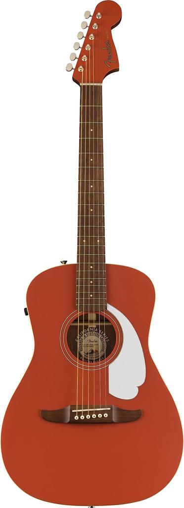 Fender Malibu Player Electric Acoustic Walnut White Fiesta Soft Case Included Guitar, Fingerboard, Pickguard, Red,