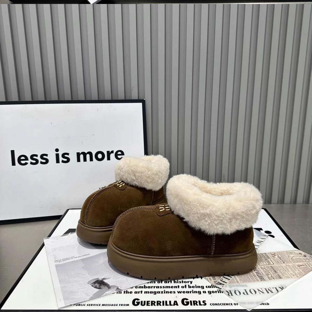 Papuci mat cu cap mare, cu talpă groasă, îmbrăcăminte pentru femei, cizme de zăpadă retro versatile, geantă pentru creșterea în înălțime pentru bărbați mici, pantofi de bumbac jumătate-papuci