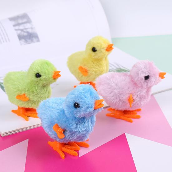 Wind-up Toy Soft Plush Chick Shape Kids Clockwork Toy Creative Cartoon Jumping Toy for Children Teens Adults