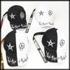 Hat Cap Star Peace Cool Sports Casual Monotone CZ525 Black [White Fang] Men's Women's (Two-tone Belt)