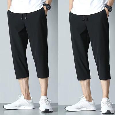 Men Summer Short Breeches Breathable Cooling Sportswear Loose Capris Pants Male 3/4 Casual Shorts Streetwear