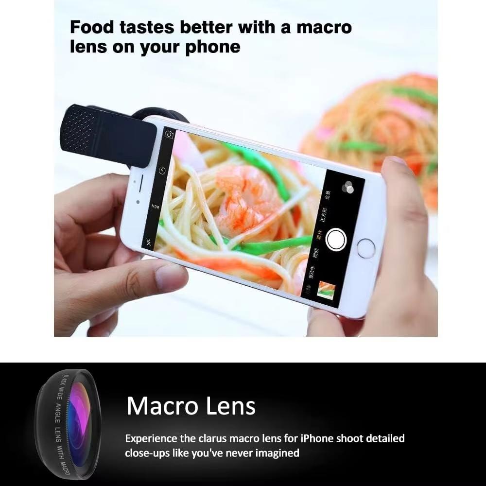 2 IN 1 Lens Universal Clip 37mm Mobile Phone Lens Professional 0.45X 49uv Super Wide-Angle + Macro HD Lens For Phone