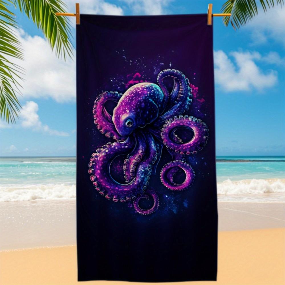 

Purple Galaxy Octopus Beach Towel Patterned Sunscreen And Windproof Suitable For Swimming Pool Camping Travel Blanket W40*H60(CM)