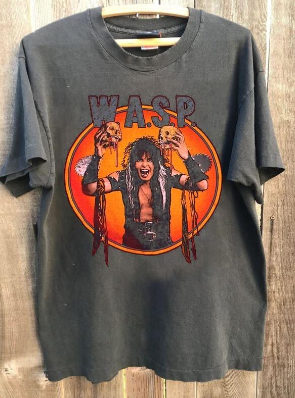 Vintage 1985 Wasp Concert Tour Charcoal Unisex T-shirt Reprint S-5XL WA0580